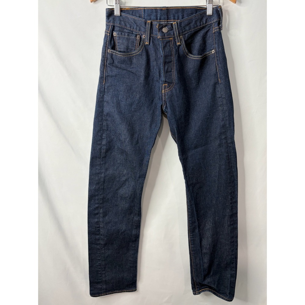 Levis 501 Original Fit Jeans Mens 29x32 Dark Indigo Blue Button Fly Straight Leg